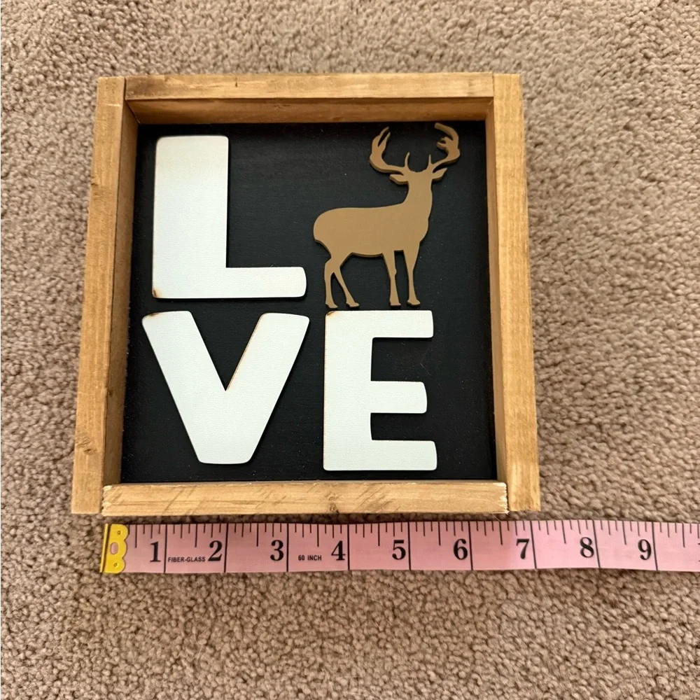 Black and White Art Love Wall Decor with Deer Silhouette